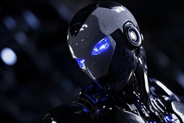 Aufkleber - Digital technology and internet innovation with a modern AI robot.