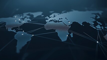 Fototapete - Blue background with abstract world map. Business ideas background.