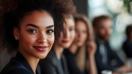 Sticker - Close-up Portrait of a Smiling Woman with Curly Hair