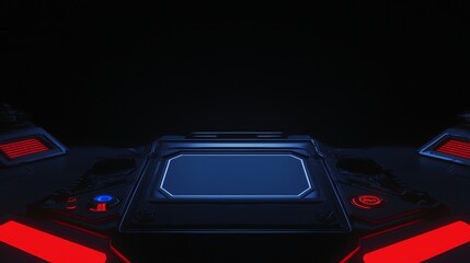 Fototapete - In this sci-fi futuristic HUD dashboard, you can see a virtual reality technology screen. UID, GUIs for game backgrounds. Technology backgrounds. Digital data. Stock quotes.