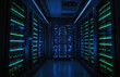 © eman - lean data server rack with glowing LED lights