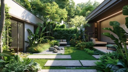 Sticker - Modern Tropical Courtyard