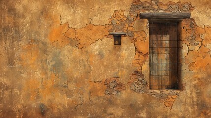 Canvas Print - Weathered Wall with Window