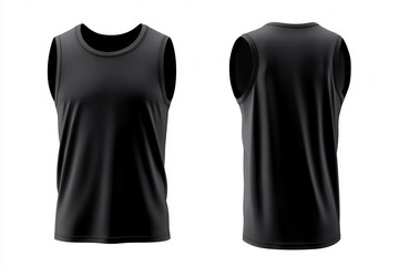 Black Sleeveless T Shirt Mockup  Front and Back View