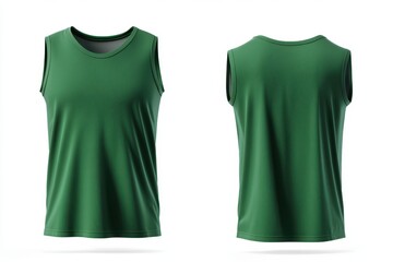 Wall Mural - Green Sleeveless T Shirt Mockup   Front and Back View