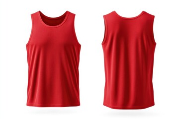 Wall Mural - Red Sleeveless T Shirt Mockup  Front and Back View