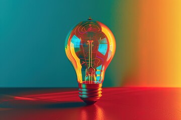 Canvas Print - Bright bulb background with creative idea concept for business success, 3d rendering