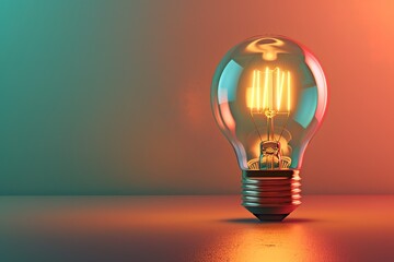 Canvas Print - Bright bulb background with creative idea concept for business success, 3d rendering