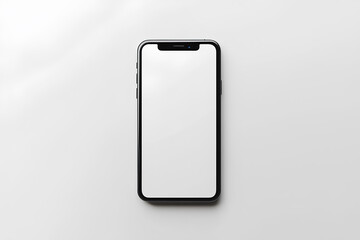 Smartphone with a blank screen on a white background. Smartphone mockup closeup isolated on white background.