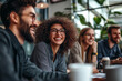 © Sitthikorn - Group of colleagues engaging in a discussion during a business meeting in a conference room. Happy business people, men and women