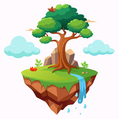 Wall Mural -  a small piece of land floating with a tree and water