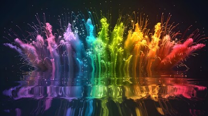 Wall Mural - Rainbow Fireworks: Colorful rainbow-shaped fireworks, symbolizing diversity and inclusivity. 
