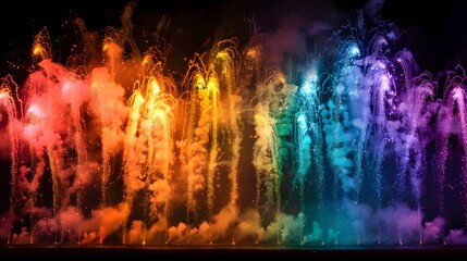 Wall Mural - Rainbow Fireworks: Colorful rainbow-shaped fireworks, symbolizing diversity and inclusivity. 
