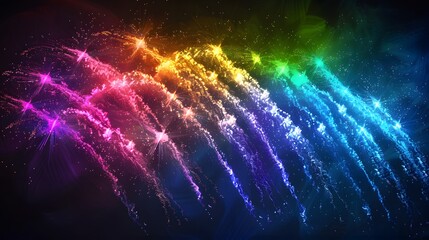 Wall Mural - Rainbow Fireworks: Colorful rainbow-shaped fireworks, symbolizing diversity and inclusivity. 
