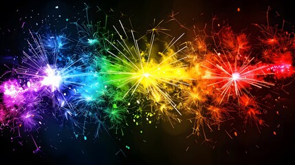 Wall Mural - Rainbow Fireworks: Colorful rainbow-shaped fireworks, symbolizing diversity and inclusivity. 
