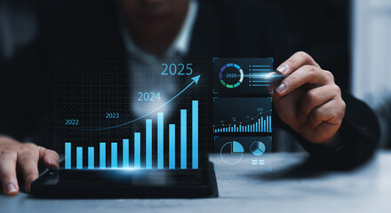 Wall Mural - business 2025 analytics tools charts and graphs with statistics to analyze business potential and fo