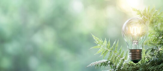 Canvas Print - The hand holding the light bulb against the green leaf with energy sources, Sustainable development and responsible environmental protection, Renewable and eco-friendly energy sources.