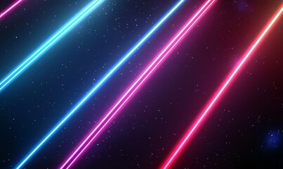 Aufkleber - A neon futuristic flash on a black background. Motion light lines that can be used as a banner, postcard, illustration, etc. Created using generative stock.