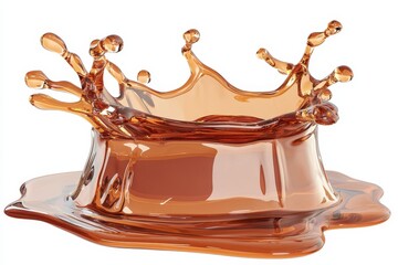Aufkleber - Cream coffee liquid swirl splash isolated on clear  background with little foundation bubbles. Liquid fluid element flowing in form of wave, using Stock.