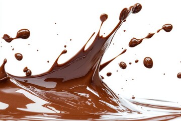 Sticker - The swirl splash of dark brown chocolate is isolated over a clear  background, and has a generative AI. The fluid element is flowing in the form of a wave.