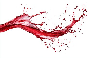 Sticker - Red water splash with bubbles isolated on a clear png background, liquid flowing as waves