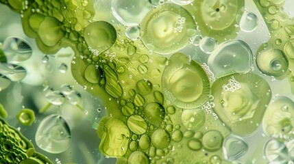 A close up of a green leaf with many small droplets of water on it