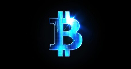 Aufkleber - An indicator with digital statistics and a glowing hologram for Bitcoin