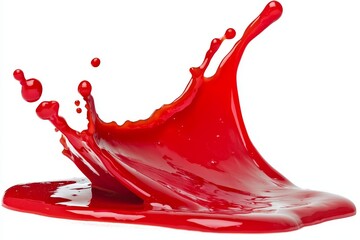 Aufkleber - Fruity strawberry sauce, fluid element flowing, red juice swirl, red berry jam splash isolated on transparent background.