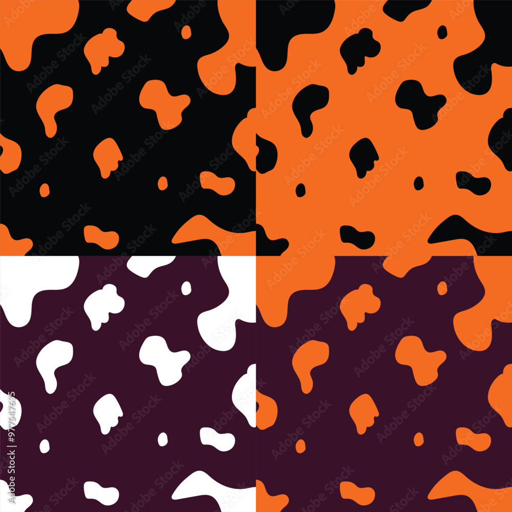 Vector cow seamless pattern. Black and white animal skin texture ...