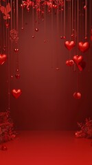 Leinwandbilder - Symbols of love for Valentine's Day, women's holiday, red podium background for product.