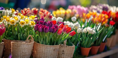 Leinwandbilder - Adding beauty to the fair grounds were potted spring flowers.