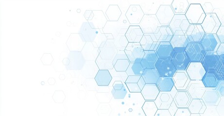 Poster - Geometric hexagonal pattern in blue. Healthcare medical and technology background. Graphigraphic digital science concept design.