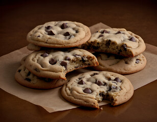 chocolate chip cookies, cookies, chocolate chip cookies on a plate