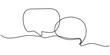 © Line emotion - Continuous one single line drawing of speech bubble icon. Talk text box, feedback message box and comment vector, Speech Bubble Single Line Icon, One continuous line drawing of Speech bubble. Chat