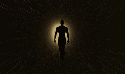 Fototapete - A futuristic HUD style simulation of the human body showing the bones, joints, organs, and brain in full color.