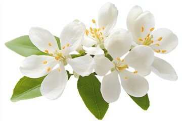 Canvas Print - Flore d'oranger bloom. Neroli fragrant flower. Close-up of azahar flowering. Isolated transparent png.