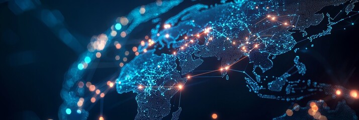 Aufkleber - It shows interconnected routes for international logistics, a global map of logistics networks.