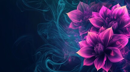 Leinwandbilder - In this abstract fluid ultraviolet concept, flowers levitate in space.