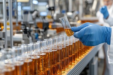 Aufkleber - The first generation of stock (AI). A technician extracts DNA samples for forensic analysis. Concept of biotechnology in forensic science.