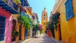 © Suthathip - Walking through the streets of Cartagena, Colombia, immerses you in a vibrant mix of colonial architecture, colorful houses, and lively plazas. The historic walled city, with its rich cultural