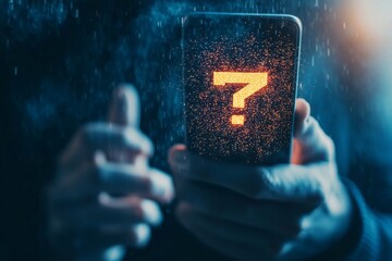 Aufkleber - Warning alert for a system hacked. Person uses smartphone with a virtual warning sign for cyber attack. Ransomware, viruses, spyware, malware, data breaches, and cybercrime.