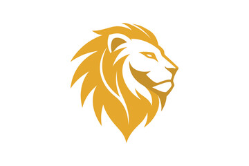  A golden lion head logo vector art illustration 