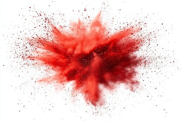 Poster - A white background is isolated from a bright red holi paint color powder festival explosion burst.