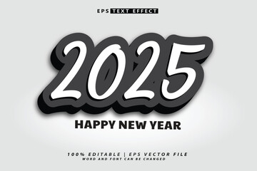 Wall Mural - Happy new year 2025 editable text effect