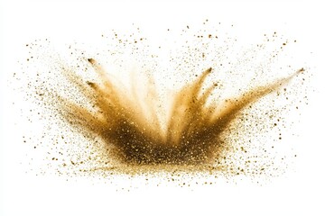Aufkleber - Golden gust of wind with shimmery glitter isolated on a white background, ethereal sparkling light bursting and flowing, a festive element for celebrations.