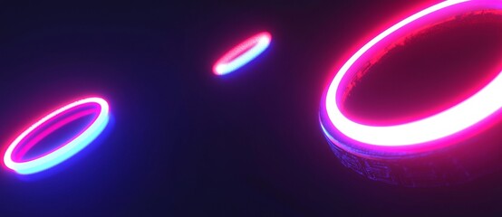 Leinwandbilder - Hologram digital circle background abstract neon rainbow wallpaper with HUD style technology