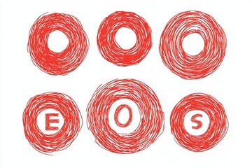 Leinwandbilder - A set of hand-drawn red circles isolated on white, transparent or translucent backgrounds