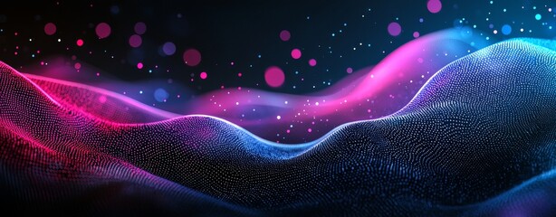 Wall Mural - Black background with pink and purple glowing dots