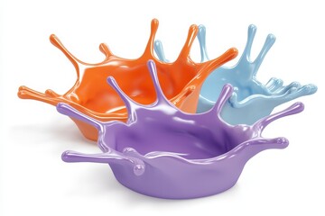 Poster - Splashes of colorful ink isolated on transparent or white backgrounds, clipping path