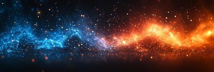 Aufkleber - A hyperspace vortex with futuristic technology elements in a cosmic space background with dynamic light trails.